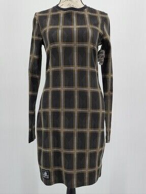 Lurking Class Shadow Coffin Plaid Cotton Skater Dress Size Medium